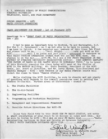 1985 FM Letter