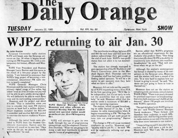 1985 Daily Orange Article