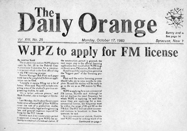 1983 Daily Orange Article